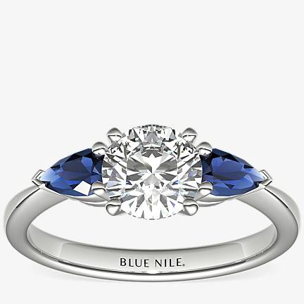 Sapphire Sidestone Engagement Ring